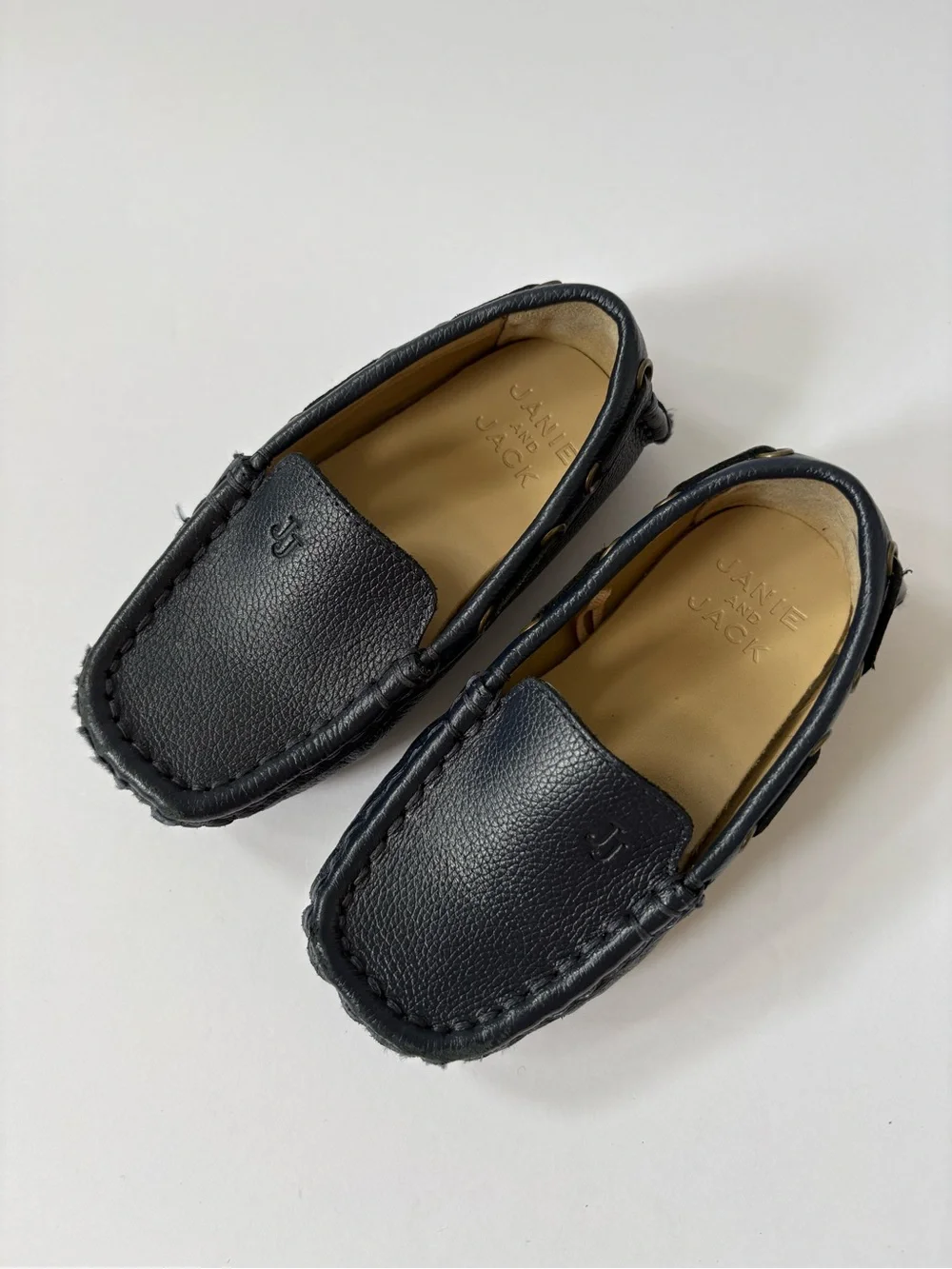 Janie And Jack Leather Dark Blue Driver Moccasins Shoes Preppy Occasion 7 Soft